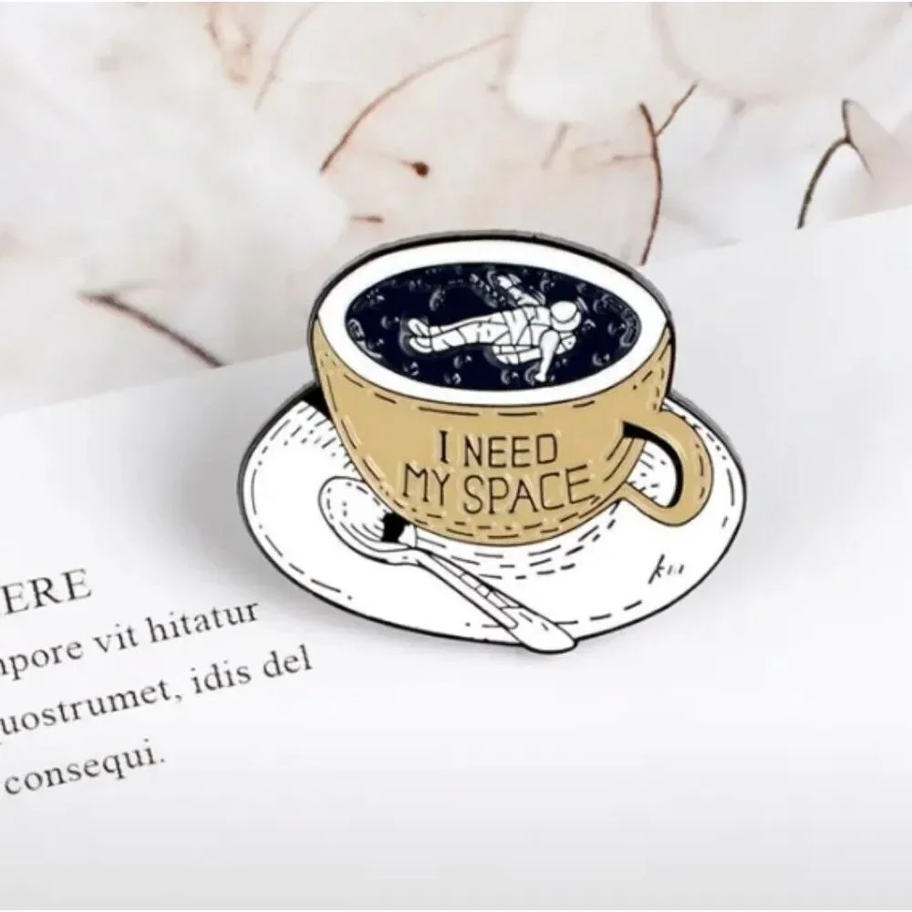 I need space coffee enamel pin